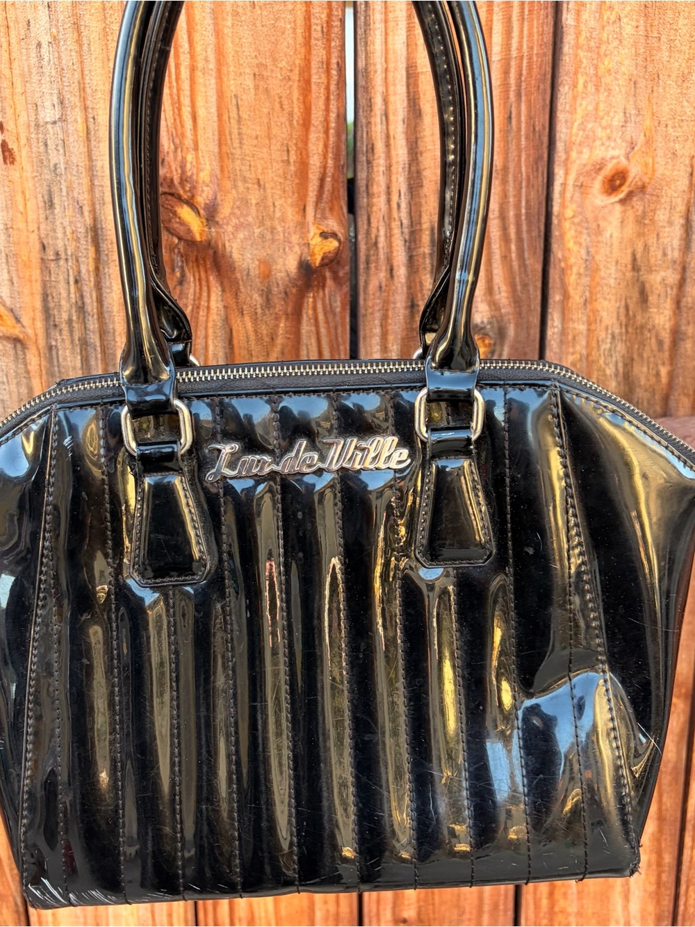 Lux de Ville Black Patent Rockabilly Bag